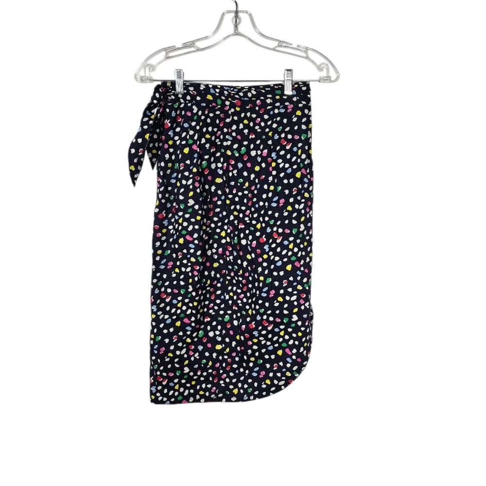 J. Crew J.Crew Size 00 Blue Ratti Happy Cat Print Faux Wrap Tulip Skirt